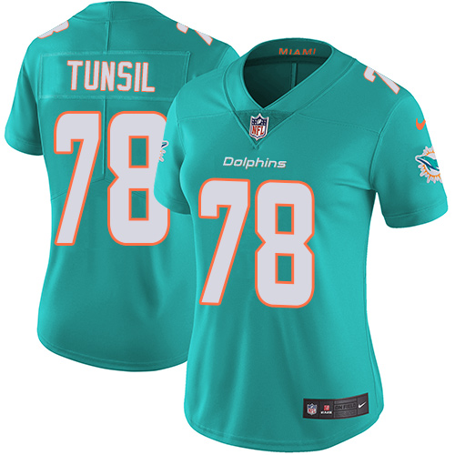 Cheap Nike Miami Dolphins 78 Laremy Tunsil Aqua Green Team Color Women Stitched NFL Vapor Untouchable Limited Jersey